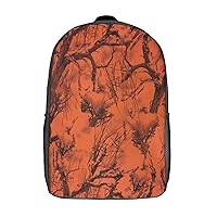 Orange Camo Trees Unisex 17 Inch Travel Backpack Casual Daypacks Computer Shoulder Bag for Work Shopping
