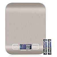 white Digital Food Kitchen Scale, Weight Grams and Oz, LED Backlit Display (AAA Battery), Stainless Steel…, 0.1g-5kg