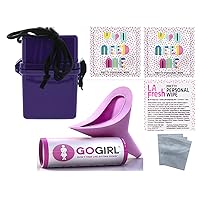 GoGirl Female Urination Device, Lavender & Purple Waterproof Case For Spills & Splashes Plus Feminine Natural Wipes & Extra Zip Baggies