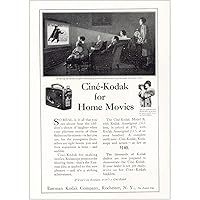 1927 Cine Kodak: Home Movies Kodascope Projector, Kodak Print Ad