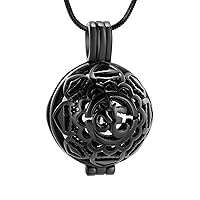 Cremation Ashes Jewelry Urn Necklace for Ashes Hollow Flower Pattern Urn Ball Memorial Pendant Ashes Holder,Stainless Steel Keepsake Jewelry