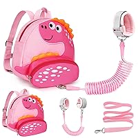 Accmor Toddler Harness Backpack with Leash, Cute Dinosaur Kid Backpacks with Anti Lost Wrist Link, Mini Child Harness Leash Walking Wristband Baby Protection Belt for Girls Aged 1-3 Years