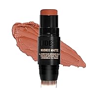 Nudestix Nudies Matte Cream Bronzer 3-in-1 All Over Face Colour for Face, Eyes, and Lips w/Blending Brush