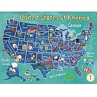 Wooden United States Map Puzzle for Kids Ages 4-8 Learning USA Map 60 Pieces United States Map Christmas Floor Puzzles for Kids Ages 3-5