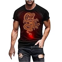 Dragon Graphic T-Shirt for Men Novelty 3D Printed Short Sleeve Shirt 2024 Fashion Tee Top Round Neck Fitness Shirts