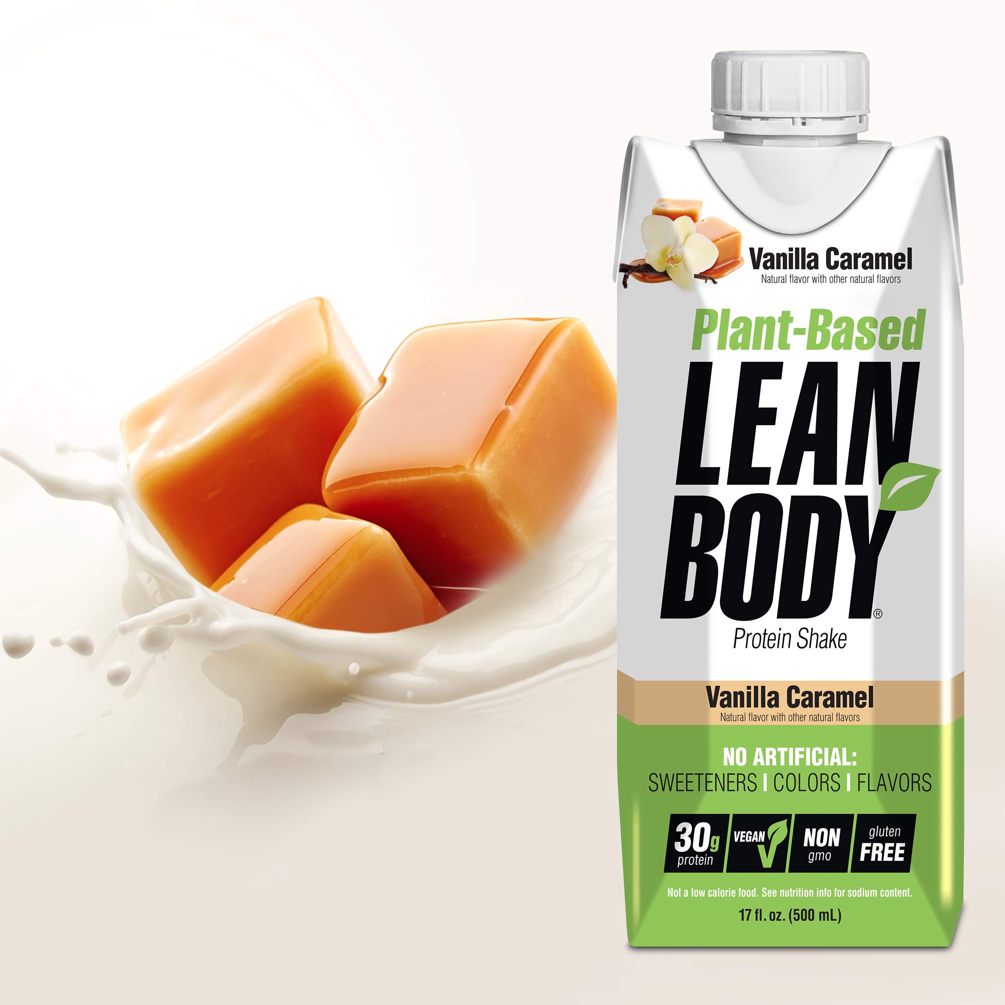 Lean Body Ready-to-Drink, Plant-Based Vegan Vanilla Caramel Protein Shake, 30g Protein, No Artificial Flavors, Sweeteners or Colors, Non GMO, Gluten Free, Premium Pea & Rice Blend (Pack of 12)