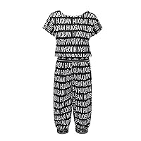 TiaoBug Kids Girls Short Sleeves Crop Tops and Pants Set 2 Pieces Fashion Letters Print Summer Outfits Tracksuit Set