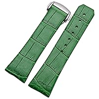 Genuine Leather Watch Strap for Omega Constellation Double Eagle Series Men Women 17mm 23mm Watchband (Color : Green, Size : 23mm Silver Clasp)