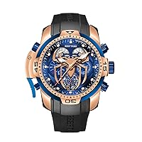 REEF TIGER Fashion Style Sport Automatic Watch Spider Dial with Complicated Year Month Perpetual Calendar Mechanical Rubber Watches RGA3532SP