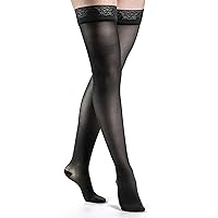 SIGVARIS Women’s Style Sheer 780 Closed Toe Thigh-Highs w/Grip Top 30-40mmHg - Black - Small Long