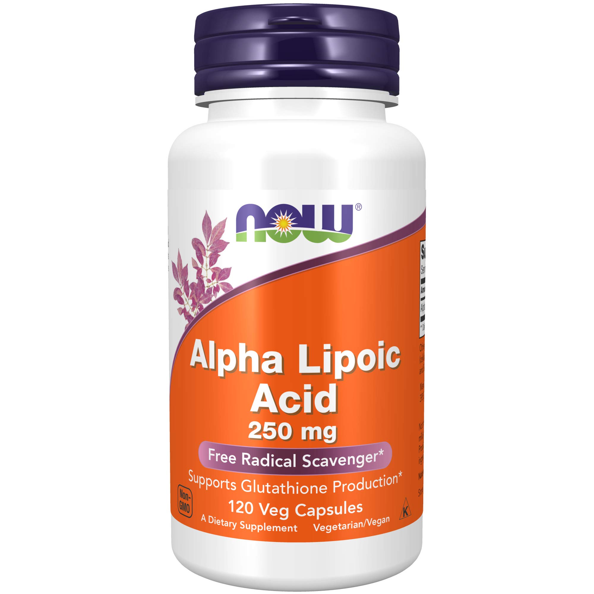 NOW Supplements, Alpha Lipoic Acid 250 mg, Supports Glutathione Production*, Free Radical Scavenger*, 120 Veg Capsules