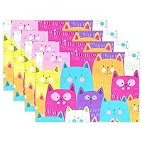 visesunny Colorful Cat Placemat Table Mat Desktop Decoration Placemats Set of 1 Non Slip for Dining Home Kitchen Indoor 12x18 in