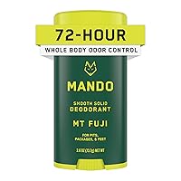 Mando Whole Body Deodorant For Men - Smooth Solid Stick - 72 Hour Odor Control - Aluminum Free, Baking Soda Free, Skin Safe - 2.6 Ounce (Mt Fuji)