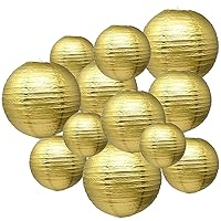 Gold Paper Lanterns 12 Pcs Assorted Size of 6