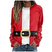 Christmas Womens Sweatshirt Long Sleeve Casual Soft Pullover Crew Neck Trendy Xmas Oversized Workout Shirts