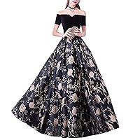 Women's Floral Printed Prom Dresses Long Formal Party Dresses Evening Gown