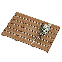 Bamboo Wooden Bath Floor Mat for Luxury Shower - Non-Slip Bathroom Waterproof Carpet for Indoor or Outdoor Use (Walnut)