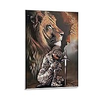 Lion Woman Warrior, Woman Warrior of God, Lion of Judah, Religious Home Wall Art Deco Posters Canvas Wall Art Prints for Wall Decor Room Decor Bedroom Decor Gifts 16x24inch(40x60cm) Frame-style