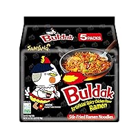 Buldak Korean Hot Spicy Chicken Stir-Fried Ramyun Noodles 4.94 oz (Pack of 5)