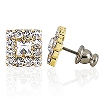 Forever Gold Austrian Crystal Square Cluster Earrings Surgical Steel Posts & Comfort Backs E181G