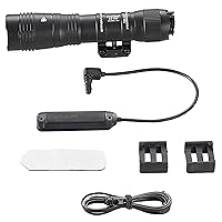 Streamlight 89009 ProTac 2.0 2000-Lumen Rail Mount High Lumen Tactical Rechargeable Long Weapon-Mounted Flashlight with Straight Pressure Switch, SL-B50 Battery Pack and USB-C Cord, Black