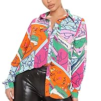 Buchona Outfits Blouses for Women Fashion 2023 Casual Loose Collar Colourful Floral Print Sexy T-Shirts