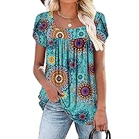 Summer Blouses Square Neck Petal Sleeve Womens Summer t Shirts 2023 Party Tops for Women MintCircle XX-Large
