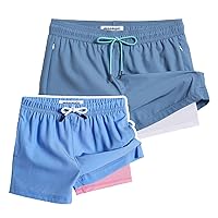 maamgic Dad and Son Matching 2 in 1 Swim Trunks with Compression Liner Quick Dry Father and Son Gifts Board Shorts Swim Suits Swimming Trunks(Size Large & Size 5-6 Years)