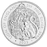 2022 No Mint Mark 2022 U.K. 5 Pound 2 oz Silver Tudor Beast Lion of England BU G$5 The Royal Mint Mint State