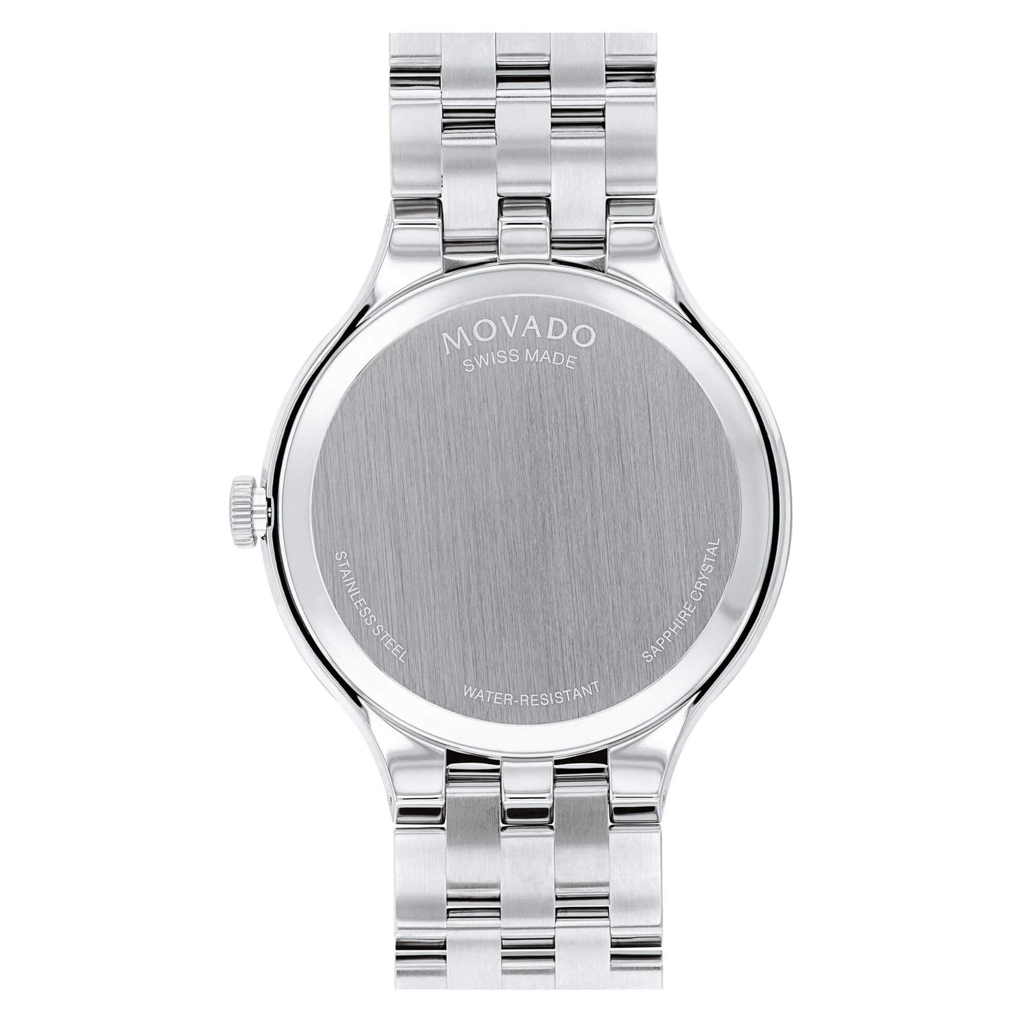Movado 0607415 Veturi Black Dial Silver Stainless Steel Bracelet Band Men's Watch