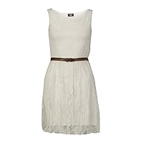 Ladies Belt Lace Dress Sleeveless Party Skater Summer Casual Wear Size 6-12