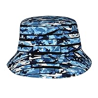 Blue Flower Pattern Roses Print Bucket Hat Packable Travel Sun Caps Fisherman Beach Sun Hat Unisex for Teens Women Men Kids