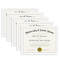 Americanflat 8.5x11 Diploma Frame in White - Set of 5 - Use as 8.5x11 Picture Frame, Certificate Frame, or Document Frame - with Plexiglass Cover and Sawtooth Hanger for Wall and Tabletop