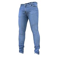 Andongnywell Men's Relaxing Elastic Solid Color Skinny Denim Jeans Mans Stretch Mid Rise Jeans Trousers