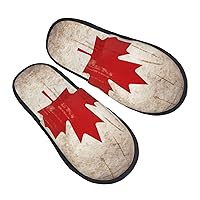 Retro Canada Flag Printed Slippers Cozy Indoor Slide Unisex House Slippers Soft Plush Slip-on Slippers