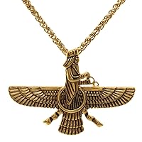 Large Gold Pt Farvahar Necklace Iranian Persian Art Iran Farohar Zoroastrian Faravahar Gift