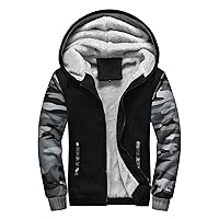 Zip Up Mens Hoodie Big Tall Heavyweight Winter Sweatshirt Thick Fleece Sherpa Lined Warm Jacket Outerwear Coats