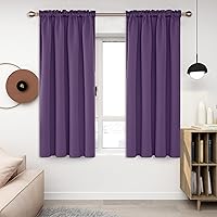 Deconovo Room Darkening Curtains 45 Inch Length for Bedroom, Short Curtains for Small Windows - 42W X 45L Inch, Purple Grape, 2 Panels