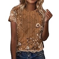 Women's Tops Casual Round Neck Easter Printed Short Sleeve T-Shirt Tops, S-3XL