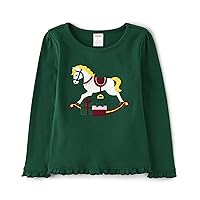 Girls' and Toddler Embroided Graphic Long Sleeve T-Shirts