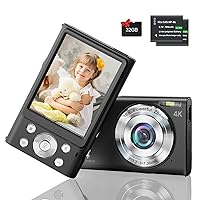Kids Digital Camera 4K 48MP Camera for Kids with 32GB Card 2.8 Inch Screen Autofocus Function Point and Shoot Camera for Girls Boys Beginners, 2 Batteries (Black)