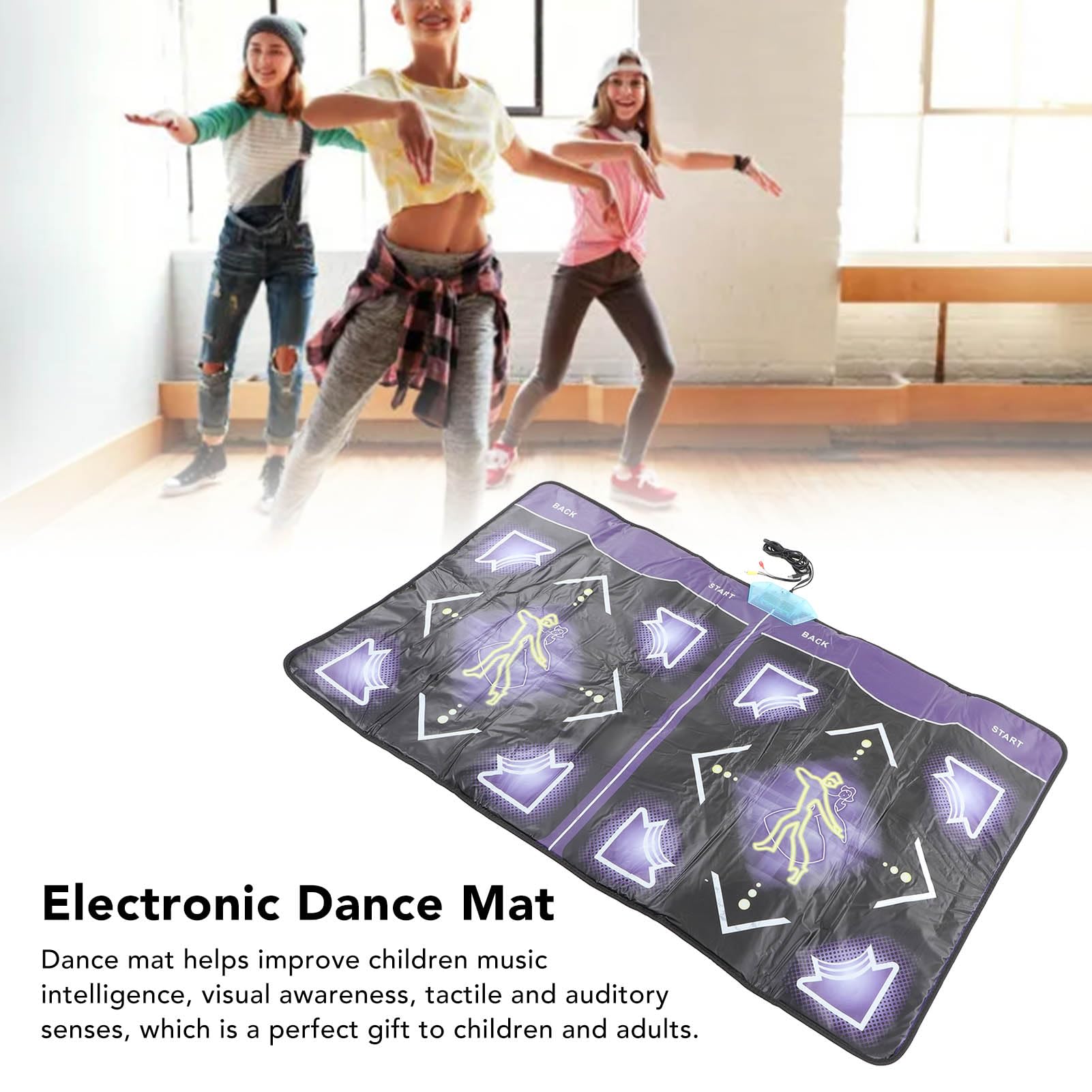 Luqeeg Wireless Electronic Dance Mats, Double User Exercise Fitness Playmat, Non Slip Dancing Pad with Remote Control for Improve Coordination, Family Entertainment, Musical Gift Toy