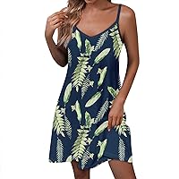 Mini Sundresses for Women, Women's Casual Sundress Camisole Cute Boho Floral Beach Dress V Neck Tank, S, 3XL