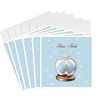 3dRose Snow Globe Deer, Tree and Snowflakes, Merry Christmas in Italian - Greeting Cards, 6 x 6 inches, set of 6 (gc_160037_1)