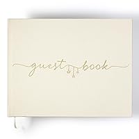 Elegant Wedding Guest Book for Wedding Reception, Beautiful Guestbook for Baby Shower and Wedding Decor, 100 Blank Pages for Sign in, Polaroid Pictures and Photos, Linen Cover