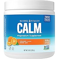Calm, Magnesium Citrate Supplement, Anti-Stress Drink Mix Powder, Gluten Free, Vegan, & Non-GMO, Orange, 8 oz