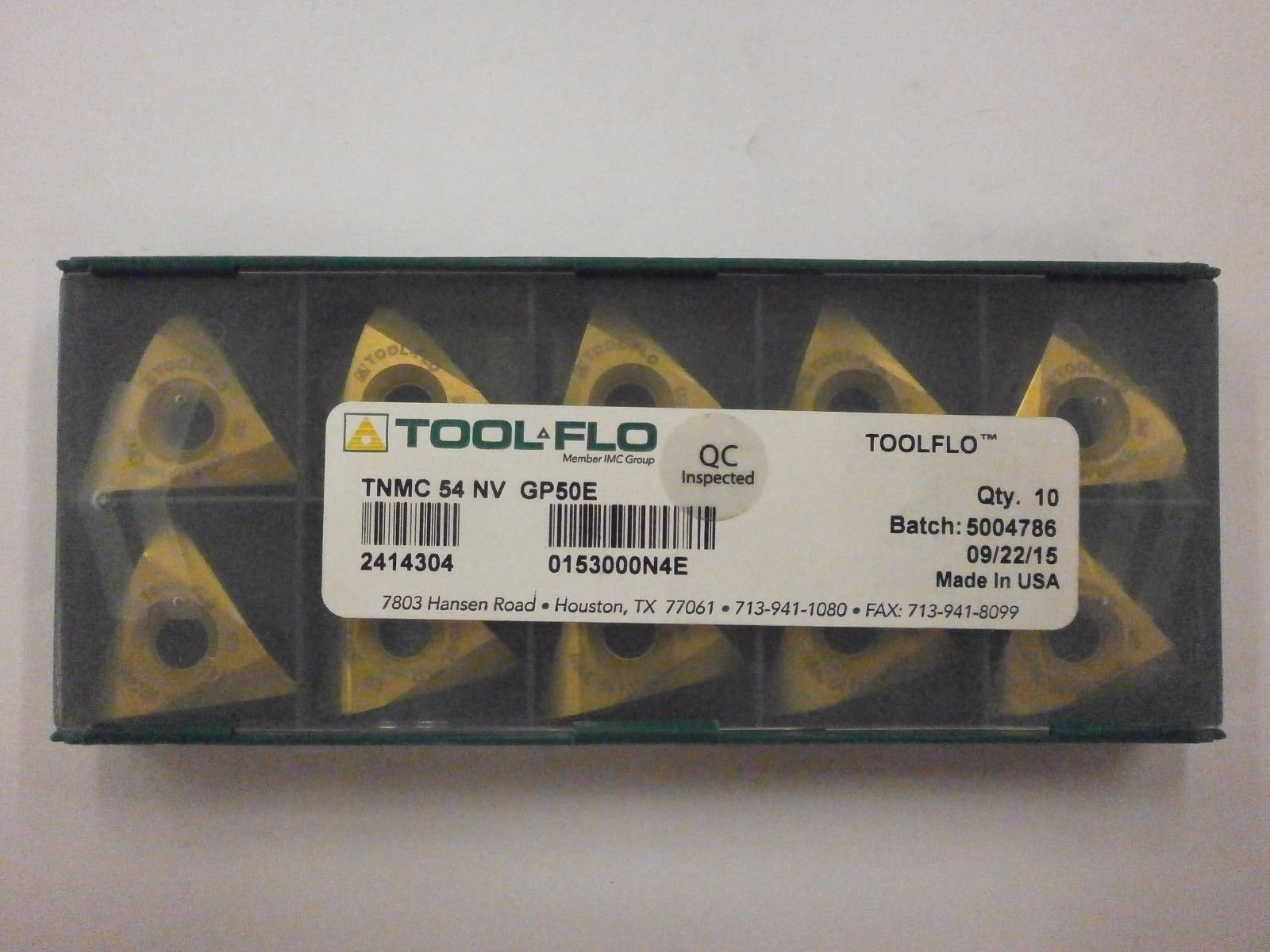 10pc) ToolFlo TNMC 54NV GP50C ON-EDGE Coated Carbide 60° V Threading Inserts