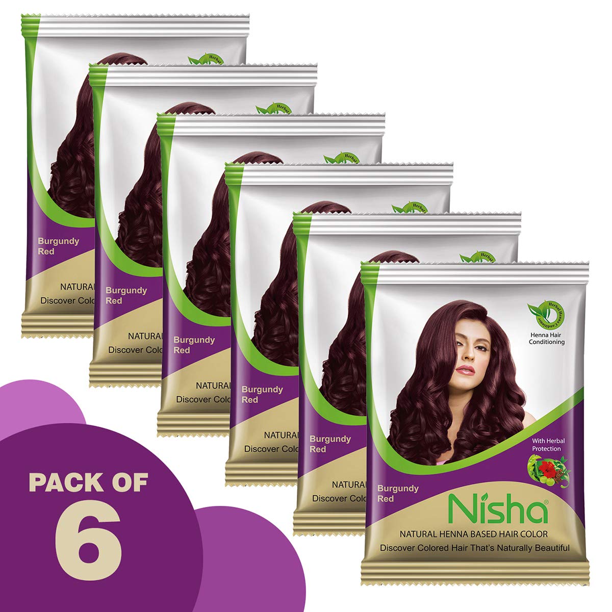Mua Nisha Henna-Based Hair Color Made From Henna Leaf No Ammonia 15gm Each  Packet with Hair Color Brush(Pack of 6, Burgundy Red) trên Amazon Mỹ chính  hãng 2023 | Fado