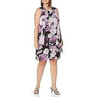 S.L. Fashions Women's Plus Size Sleeveless Cutout Dress with Pearl Neckline