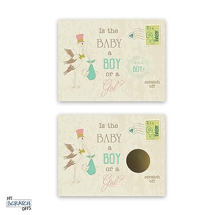 My Scratch Offs - Its a Boy Vintage Stork Gender Reveal Scratch Off Cards - Pack of 25 for Gender Reveal Games Fun Baby Gender Reveal Ideas for Family and Guests